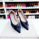 Sapatilha Prime bico fino alongado Preta Cruzada