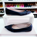 Sapatilha Prime bico fino alongado Preta Cruzada