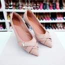 Sapatilha mocassim bico fino alongado Preta Verniz