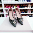 Sapatilha bico fino alongado Verde Croco Medalinha