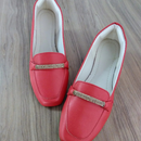 Sapatilha Prime Mocassim bico quadrado Vermelho Strass