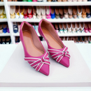 Sapatilha bico fino alongado Pink com detalhe Branco
