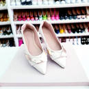 Sapatilha bico fino alongado Off White Trançado Dourado