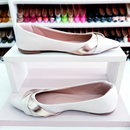 Sapatilha bico fino alongado Off White Trançado Dourado