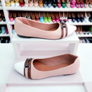 Sapatilha Prime bico fino Nude com bico Branco