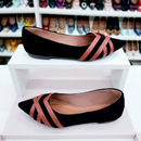 Sapatilha bico fino alongada Preta com tiras