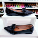 Sapatilha mocassim bico fino alongado Preta Verniz