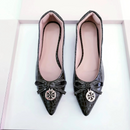 Sapatilha bico fino alongado Verde Croco Medalinha