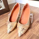 Sapatilha Luxo cruzada dourada lurex