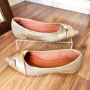 Sapatilha Luxo cruzada dourada lurex