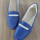 Sapatilhas Mocassim bico quadrado Azul com Strass