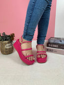 Sandália Plataforma Três Tiras Pink