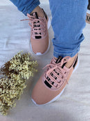 Tênis Feminino Com Cadarço Meia Rosa/Preto