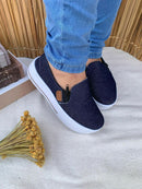 Tênis Slip on sola alta Preto Jeans
