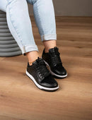 Tênis Inspiração Feminino Preto/Glitter Com Cadarço