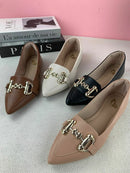 Mocassim Alongado Rose Com Fivela Dourada