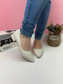 Scarpin Salto Bloco Off-White 3 CM