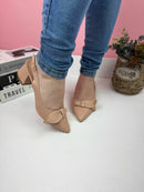 Scarpin Salto Bloco Chanel Com Laço Nude