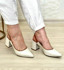 Scarpin Salto Bloco Chanel Off White Premium