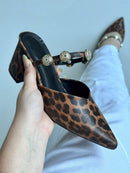 Tamanco Salto Bloco Chanel Animal Print