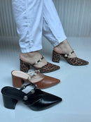 Tamanco Salto Bloco Chanel Animal Print