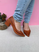 Scarpin Salto Bloco Bege Manteiga