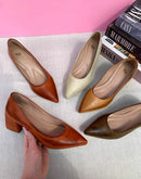 Scarpin Salto Bloco Bege Manteiga