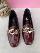 Mocassim Bico Quadrado Vinho Corrente