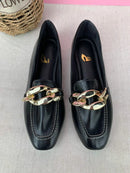 Mocassim Bico Quadrado Off-White Corrente