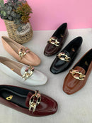 Mocassim Bico Quadrado Nude Rosado Corrente