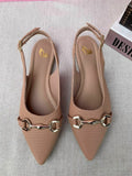 Sapatilha Slingback Bico Fino Nude Rose