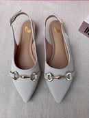 Sapatilha Slingback Bico Fino Branca