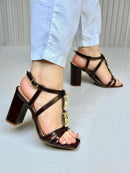 Sandália Salto Bloco Marrom Café Amália