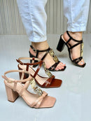 Sandália Salto Bloco Marrom Café Amália